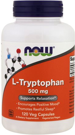 L-Tryptophan, 500 mg, 120 Veg Caps by Now Foods-Kosttillskott, L Tryptofan