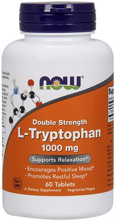 L-Tryptophan, Double Strength, 1.000 mg, 60 Tablets by Now Foods-Kosttillskott, L Tryptofan, Aminosyror