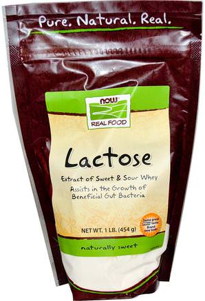 Lactose, 1 lb (454 g) by Now Foods-Mat, Sötningsmedel, Socker