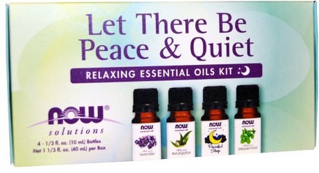 Let There Be Peace & Quiet, Relaxing Essential Oils Kit, 4 Bottles, 1/3 fl oz (10 ml) Each by Now Foods-Bad, Skönhet, Aromaterapi Eteriska Oljor, Presentuppsättningar