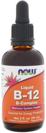 Liquid B-12, B-Complex, 2 fl oz (59 ml) by Now Foods-Vitaminer, Vitamin B, Vitamin B12, Vitamin B12 - Cyanokobalamin