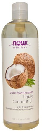 Solutions, Liquid Coconut Oil, Pure Fractionated, 16 fl oz (473 ml) by Now Foods-Nu Livsmedel Oljor, Hälsa, Bad, Skönhet Oljor, Kroppsvård Oljor