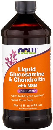 Liquid Glucosamine & Chondroitin, with MSM, Citrus, 16 fl oz (473 ml) by Now Foods-Kosttillskott, Glukosamin Kondroitin
