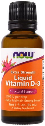 Liquid Vitamin D-3, Extra Strength, 1.000 IU, 1 fl oz (30 ml) by Now Foods-Vitaminer, Vitamin D3
