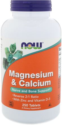 Magnesium & Calcium, Reverse 2:1 Ratio with Zinc and Vitamin D-3 250 Tablets by Now Foods-Kosttillskott, Mineraler, Kalcium Och Magnesium