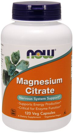 Magnesium Citrate, 120 Veg Capsules by Now Foods-Kosttillskott, Mineraler, Kalcium Och Magnesium