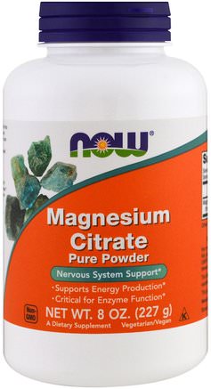 Magnesium Citrate Pure Powder, 8 oz (227 g) by Now Foods-Kosttillskott, Mineraler, Magnesium