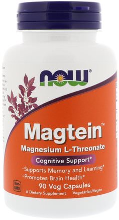 Magtein, Magnesium L-Threonate, 90 Veg Capsules by Now Foods-Kosttillskott, Mineraler, Magnesium, Hälsa, Uppmärksamhet Underskott Störning, Lägga Till, Adhd, Hjärna