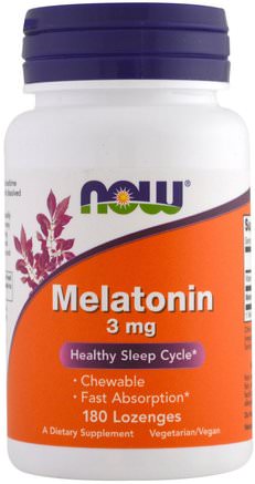 Melatonin, 3 mg, 180 Lozenges by Now Foods-Kosttillskott, Melatonin