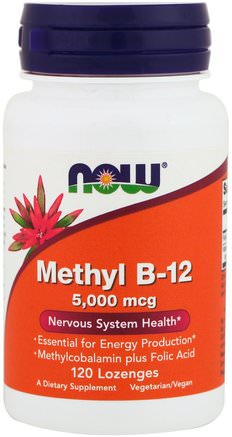 Methyl B-12, 5000 mcg, 120 Lozenges by Now Foods-Vitaminer, Vitamin B, Vitamin B12
