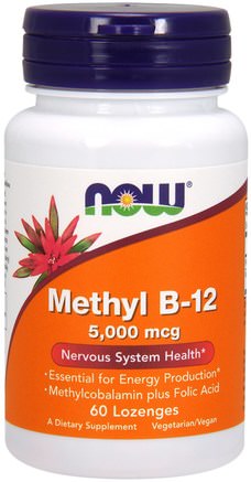 Methyl B-12, 5000 mcg, 60 Lozenges by Now Foods-Vitaminer, Vitamin B, Vitamin B12