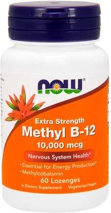Methyl B-12, Extra Strength, 10.000 mcg, 60 Lozenges by Now Foods-Vitaminer, Vitamin B, Vitamin B12