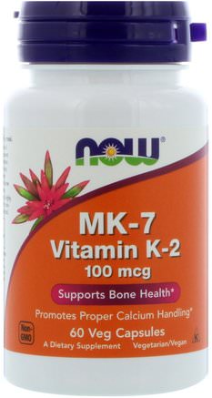 MK-7, Vitamin K-2, 100 mcg, 60 Veg Capsules by Now Foods-Vitaminer, Vitamin K