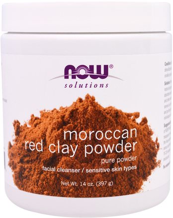 Moroccan Red Clay Powder, Facial Cleanser, 14 oz (397 g) by Now Foods-Hälsa, Detox, Lera, Skönhet, Ansiktsvård, Hud