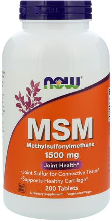 MSM, Methylsulphonylmethane, 1.500 mg, 200 Tablets by Now Foods-Hälsa, Artrit, Ben, Osteoporos, Msm