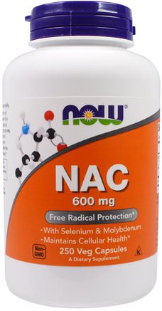 NAC, 600 mg, 250 Veg Capsules by Now Foods-Kosttillskott, Aminosyror, Nac (N Acetylcystein)