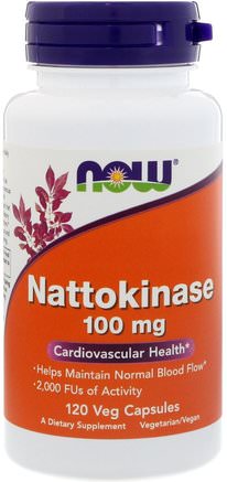 Nattokinase, 100 mg, 120 Veg Capsules by Now Foods-Kosttillskott, Nattokinas, Enzymer