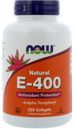 Natural E-400, 250 Softgels by Now Foods-Vitaminer, Vitamin E, 100% Naturligt Vitamin E