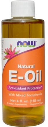Natural E-Oil, Antioxidant Protection, 4 fl oz (118 ml) by Now Foods-Vitaminer, Vitamin E, Nu Mat Bad, Skönhet, Nu Livsmedel Oljor