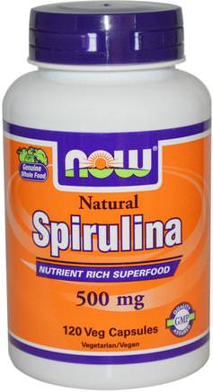 Natural Spirulina, 500 mg, 120 Veg Capsules by Now Foods-Kosttillskott, Spirulina