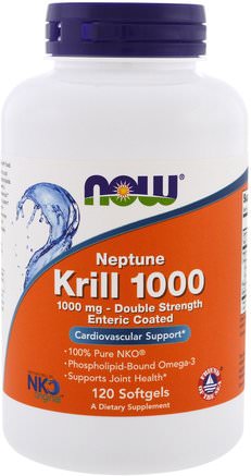 Neptune Krill 1000, 1000 mg, 120 Softgels by Now Foods-Kosttillskott, Efa Omega 3 6 9 (Epa Dha), Krillolja, Krillolja Neptun