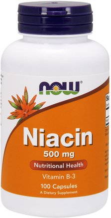 Niacin, 500 mg, 100 Capsules by Now Foods-Vitaminer, Vitamin B, Vitamin B3, Vitamin B3 - Niacin