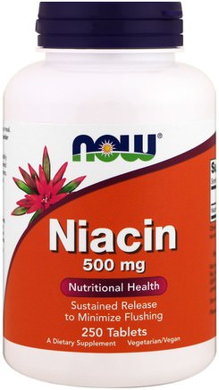 Niacin, 500 mg, 250 Tablets by Now Foods-Vitaminer, Vitamin B, Vitamin B3, Vitamin B3 - Niacin
