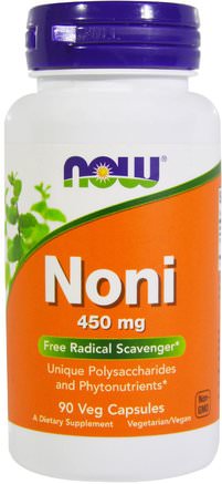 Noni, 450 mg, 90 Veggie Caps by Now Foods-Örter, Noni Juice Extrakt, Noni Kapslar