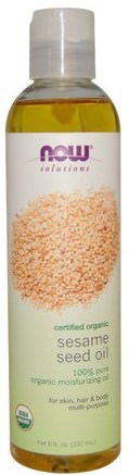Solutions, Sesame Seed Oil, Certified Organic 8 fl oz (237 ml) by Now Foods-Nu Livsmedel Oljor, Hälsa, Bad, Skönhet Oljor, Kroppsvård Oljor