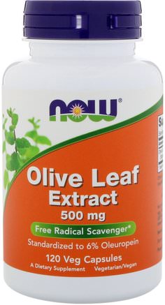 Olive Leaf Extract, 500 mg, 120 Veg Capsules by Now Foods-Hälsa, Kall Influensa Och Viral, Olivblad
