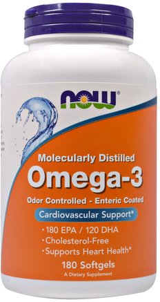Omega-3, 180 EPA/120 DHA, 180 Softgels by Now Foods-Kosttillskott, Efa Omega 3 6 9 (Epa Dha), Fiskolja, Mjölkfiskolja, Omega 369 Kepsar / Flikar
