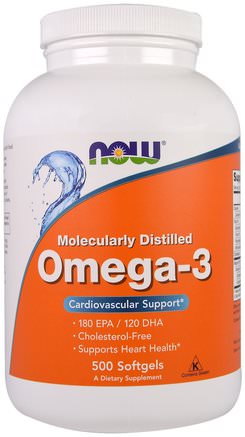 Omega-3, 180 EPA/120 DHA, 500 Softgels by Now Foods-Kosttillskott, Efa Omega 3 6 9 (Epa Dha), Omega 369 Caps / Tabs