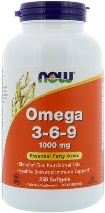 Omega 3-6-9, 1000 mg, 250 Softgels by Now Foods-Kosttillskott, Efa Omega 3 6 9 (Epa Dha), Omega 369 Caps / Tabs
