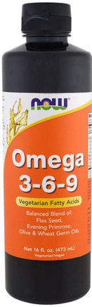 Omega 3-6-9, 16 fl oz (473 ml) by Now Foods-Kosttillskott, Efa Omega 3 6 9 (Epa Dha), Borrolja