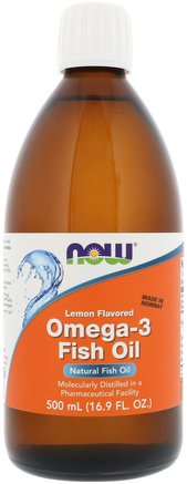 Omega-3 Fish Oil, Lemon Flavored, 16.9 fl oz (500 ml) by Now Foods-Kosttillskott, Efa Omega 3 6 9 (Epa Dha), Flytande Fiskolja