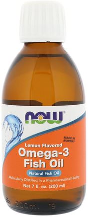 Omega-3 Fish Oil, Lemon Flavored, 7 fl oz (200 ml) by Now Foods-Kosttillskott, Efa Omega 3 6 9 (Epa Dha), Fiskolja