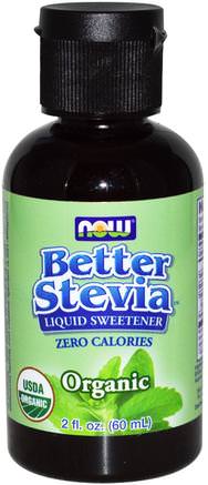 Certified Organic Better Stevia, Liquid Sweetener, 2 fl oz (60 ml) by Now Foods-Mat, Sötningsmedel, Stevia