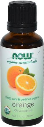 Organic Essential Oils, Orange, 1 fl oz (30 ml) by Now Foods-Bad, Skönhet, Aromaterapi Eteriska Oljor, Apelsinolja