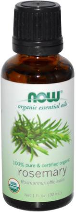 Organic Essential Oils, Rosemary, 1 fl oz (30 ml) by Now Foods-Bad, Skönhet, Aromaterapi Eteriska Oljor, Rosmarinolja