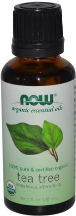 Organic Essential Oils, Tea Tree, 1 fl oz (30 ml) by Now Foods-Bad, Skönhet, Aromterapi Eteriska Oljor, Tea Tree Olja