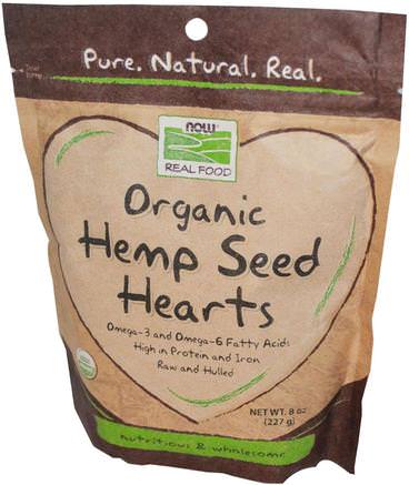 Real Food, Organic Hemp Seed Hearts, 8 oz (227 g) by Now Foods-Kosttillskott, Efa Omega 3 6 9 (Epa Dha), Hampa Produkter
