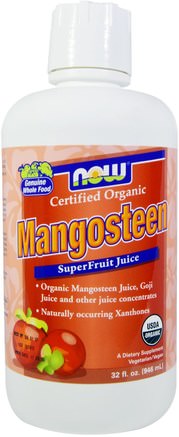Organic Mangosteen, SuperFruit Juice, 32 fl oz (946 ml) by Now Foods-Kosttillskott, Antioxidanter, Kaffe Te Och Drycker, Fruktjuicer