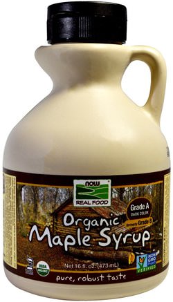 Real Food, Organic Maple Syrup, Grade A, Dark Color, 16 fl oz (473 ml) by Now Foods-Mat, Sötningsmedel, Lönnsirap