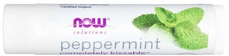 Solutions, Completely Kissable, Organic Lip Balm, Peppermint, 0.15 oz (4.25 g) by Now Foods-Bad, Skönhet, Läppvård, Läppbalsam