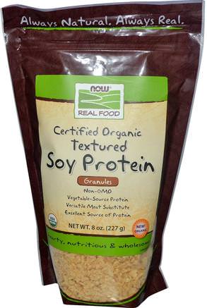 Real Food, Organic Textured Soy Protein, Granules, 8 oz (227 g) by Now Foods-Kosttillskott, Sojaprodukter, Sojaprotein