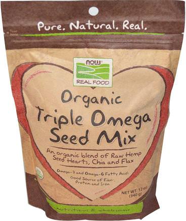 Real Food, Organic Triple Omega Seed Mix, 12 oz (340 g) by Now Foods-Kosttillskott, Efa Omega 3 6 9 (Epa Dha)