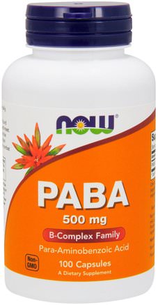 PABA, 500 mg, 100 Capsules by Now Foods-Vitaminer, Vitamin B, Paba