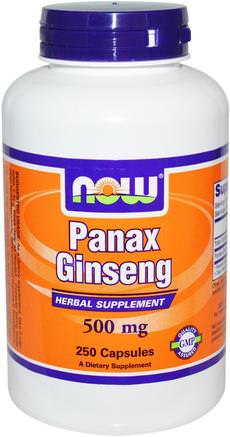 Panax Ginseng, 500 mg, 250 Capsules by Now Foods-Kosttillskott, Adaptogen, Kall Influensa Och Viral Ginseng