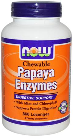 Papaya Enzymes, Chewable, 360 Lozenges by Now Foods-Kosttillskott, Enzymer, Papaya Papain