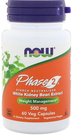 Phase 2, Starch Neutralizer, 500 mg, 60 Veg Capsules by Now Foods-Kosttillskott, Vit Njurbönaxtrakt Fas 2
